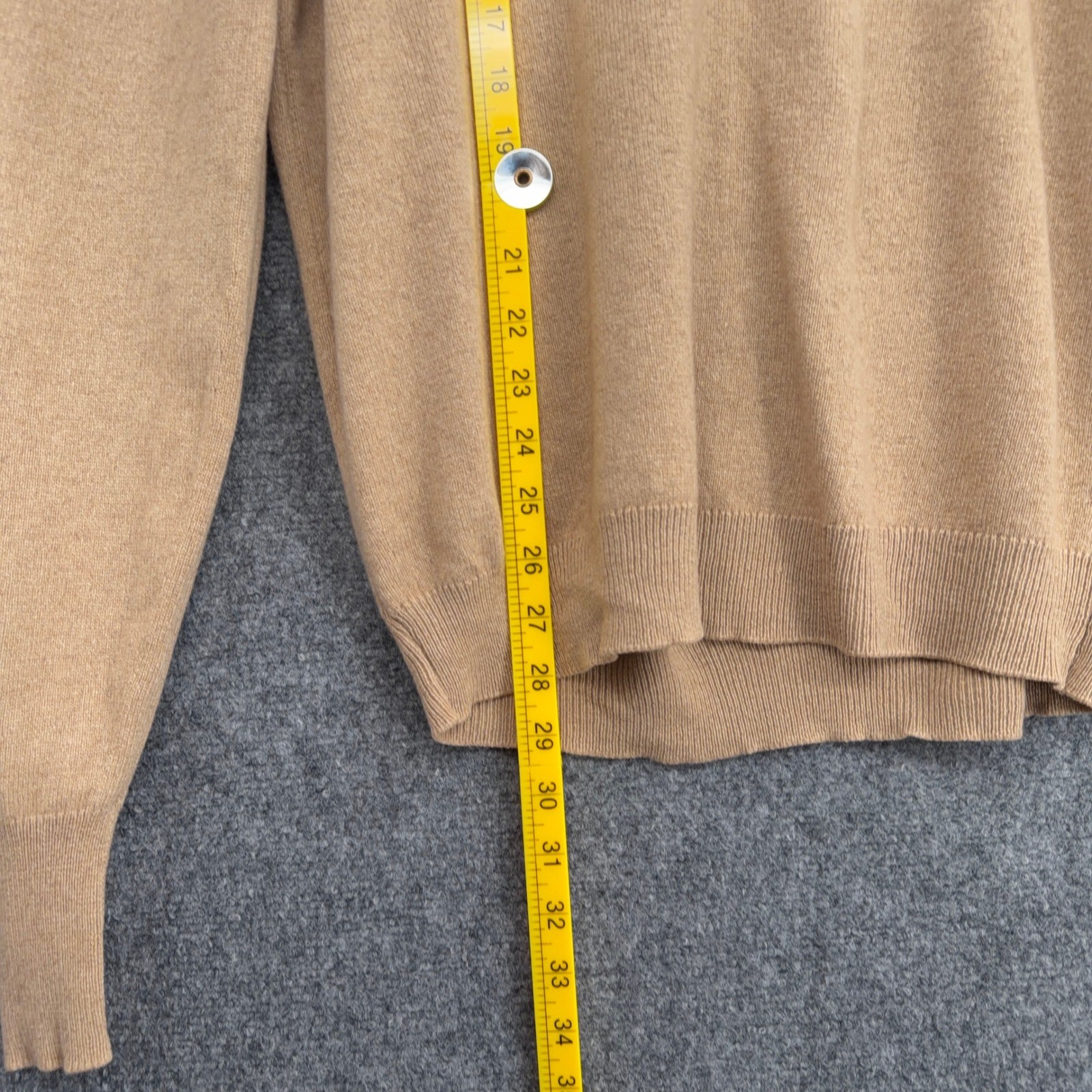 St Michael Mens 100% Cashmere V-Neck Sweater Tan Camel Made in UK Size 42 107cm