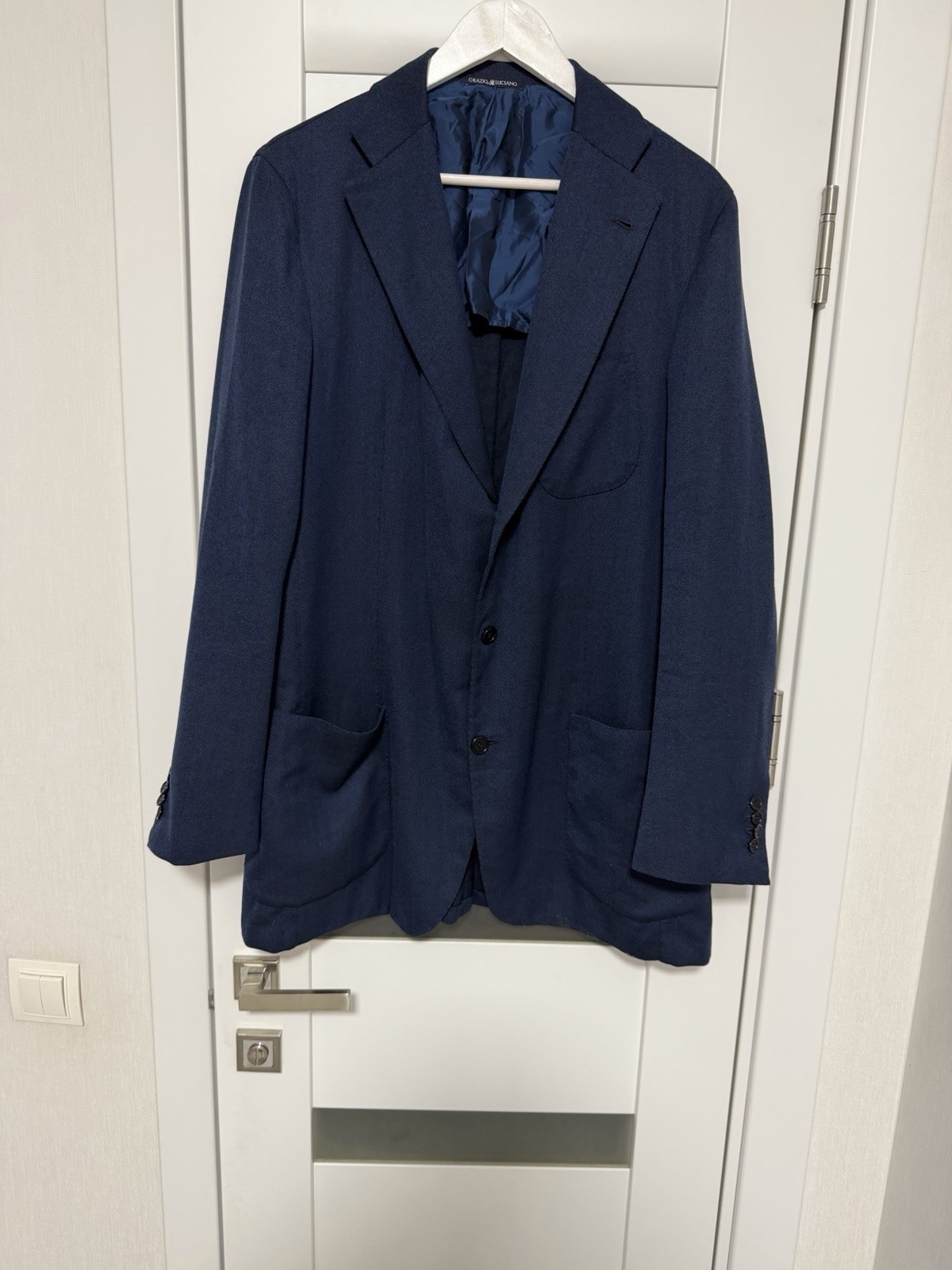 Orazio Luciano – Napoletana Custom Made Blazer Jacket Navy Blue Size 54 Italy