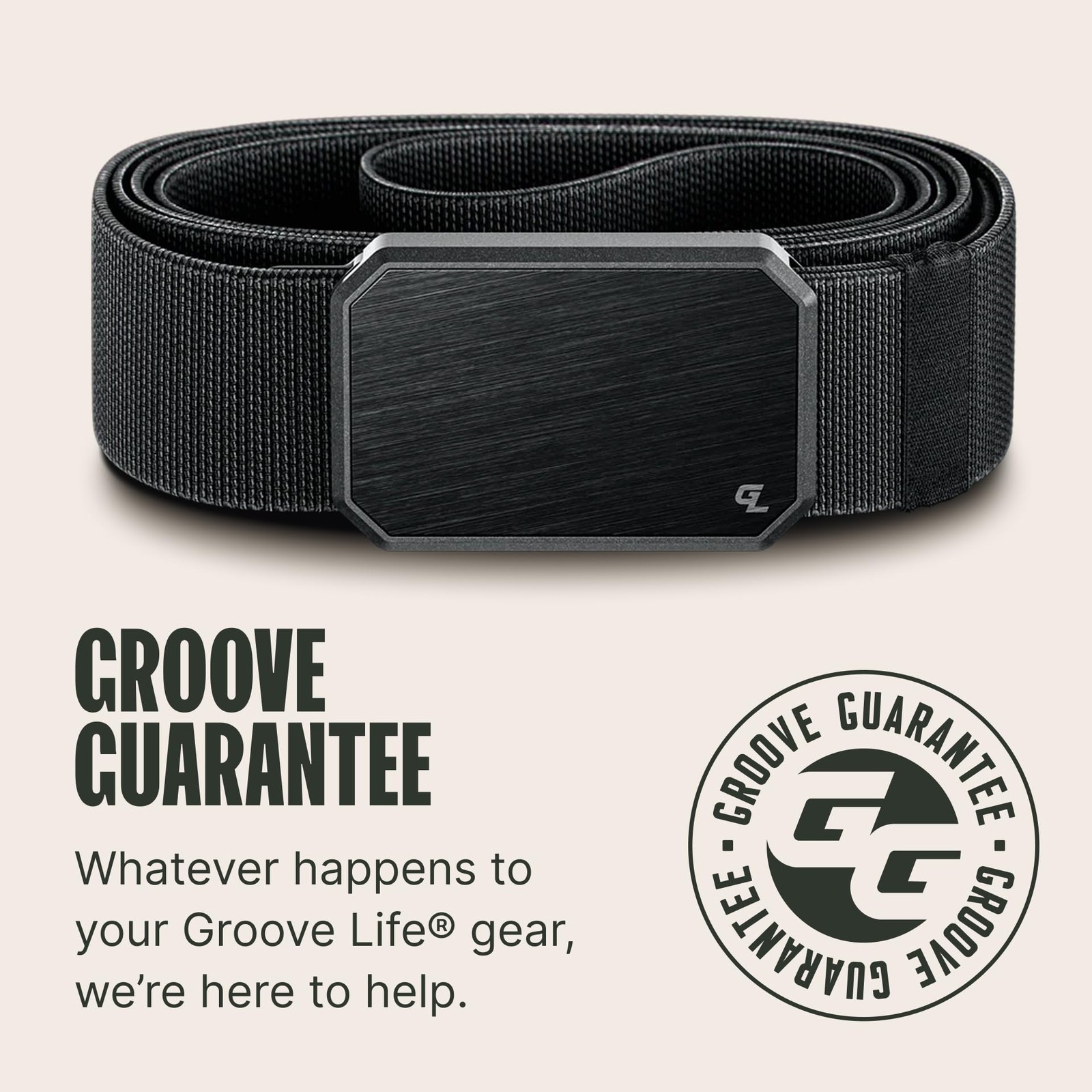 Groove Life Men’s Stretch Nylon Magnetic Belt, Black/Black, Large