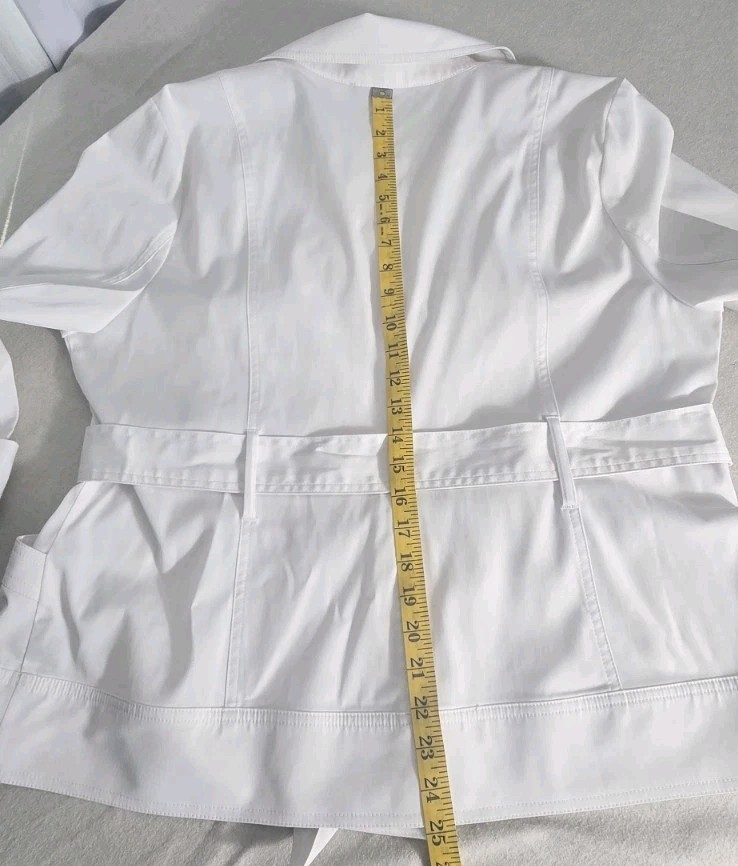 Harvé Benard Cropped Jacket Womens Large White Short 3/4 Sleeve 3 Button Front