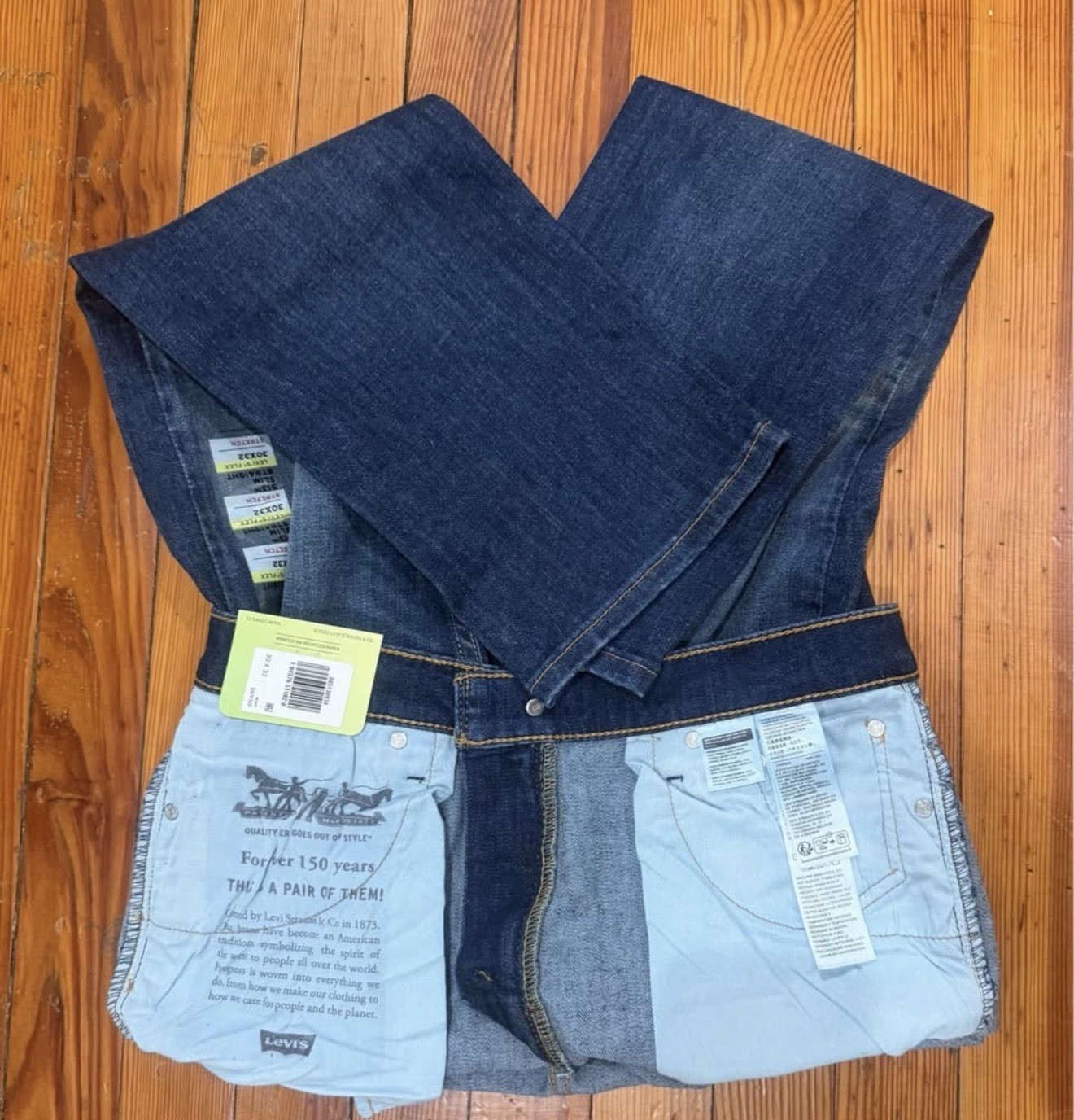Levi’s Men’s Slim Straight Dark Wash Blue Denim Jeans 5-Pocket Mid Rise