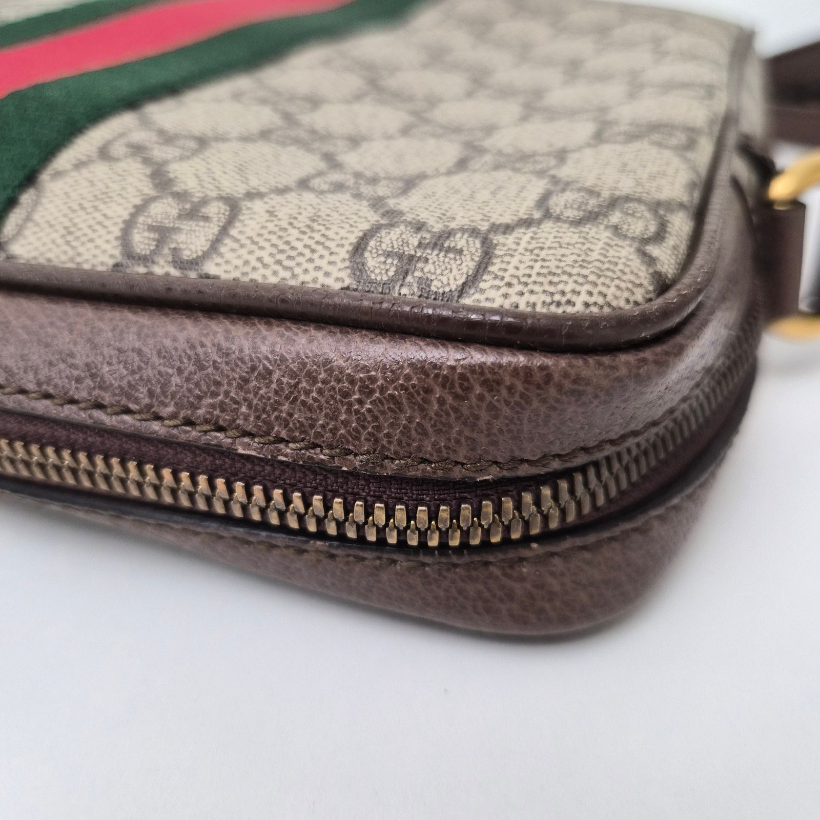 Gucci GG Supreme Monogram Web Small Ophidia Messenger Bag Brown