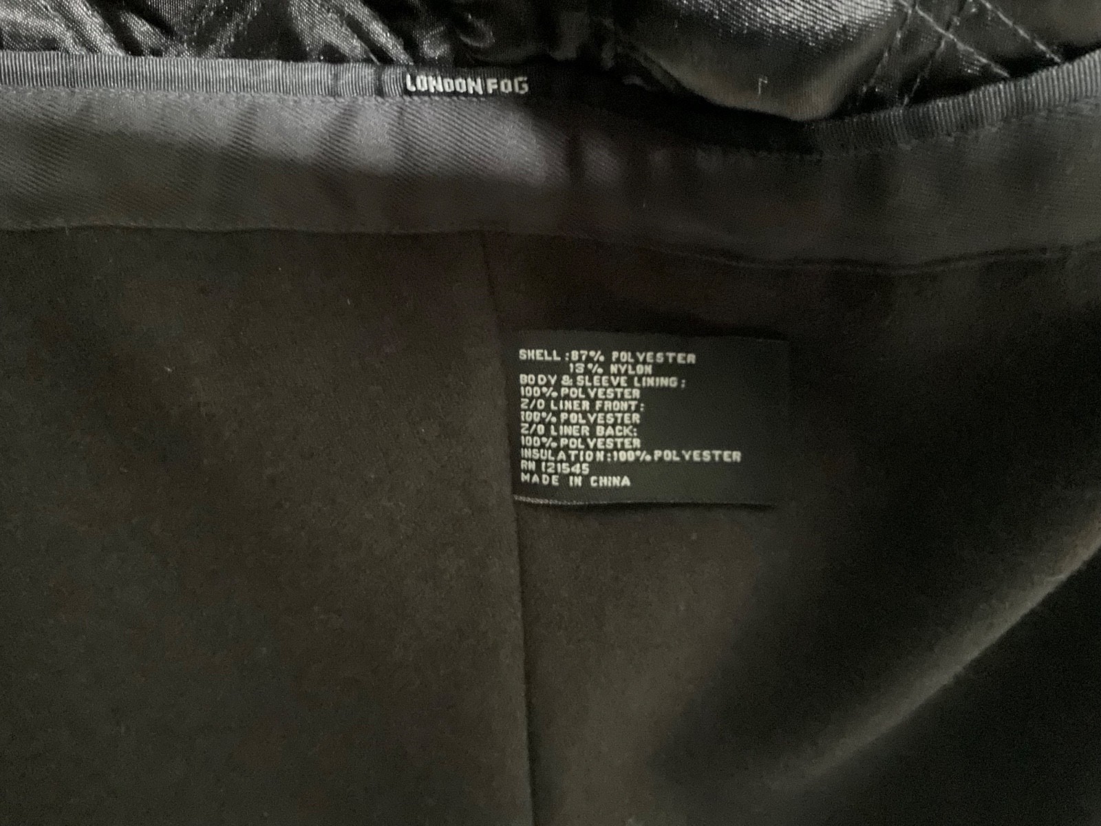 London Fog rain coat zip out lining Men’s size 42 Regular Black
