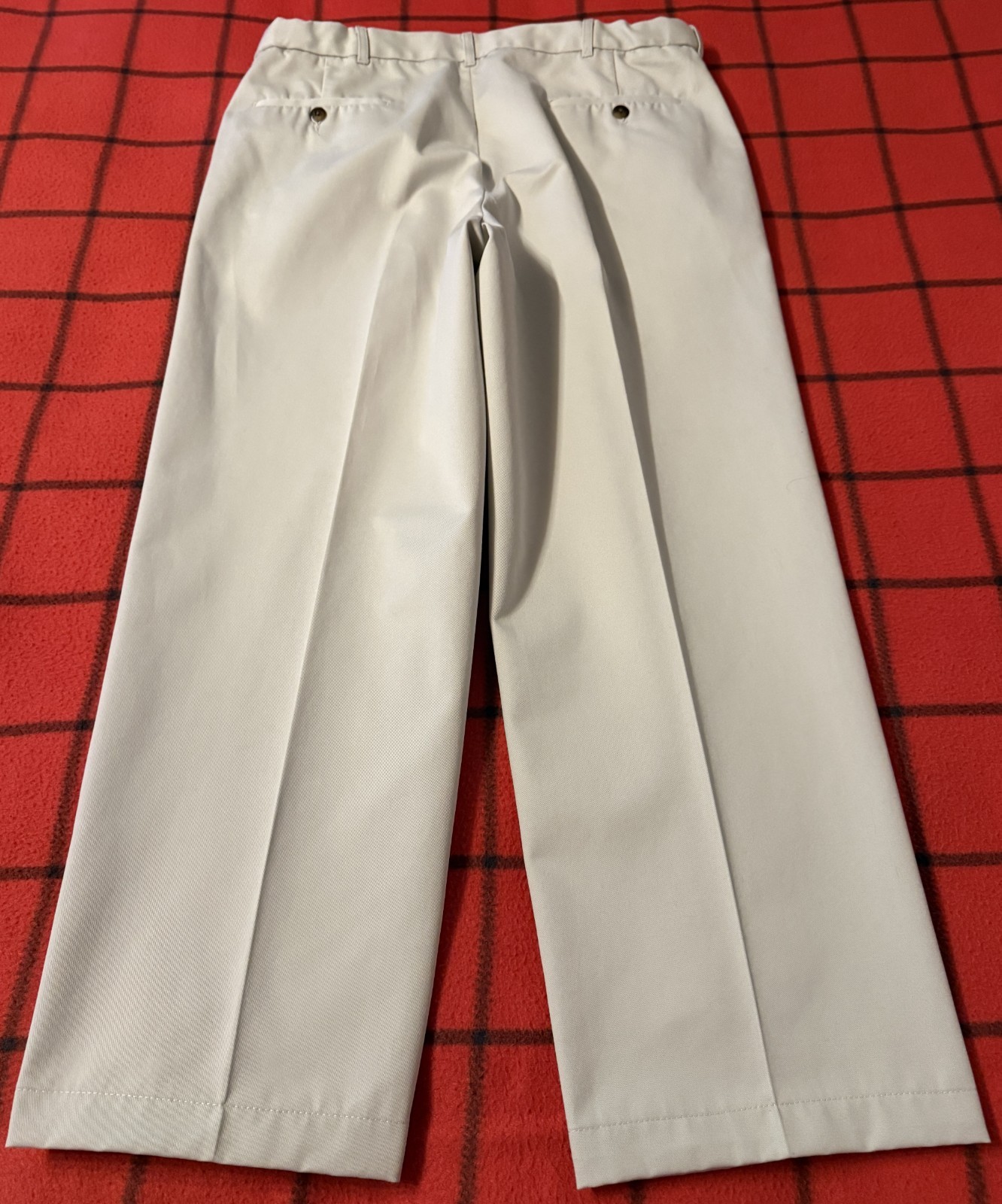 Haggar Men’s Expandable Waist 36 to 38×27.5 L Select No-Iron Khaki Cotton Pants