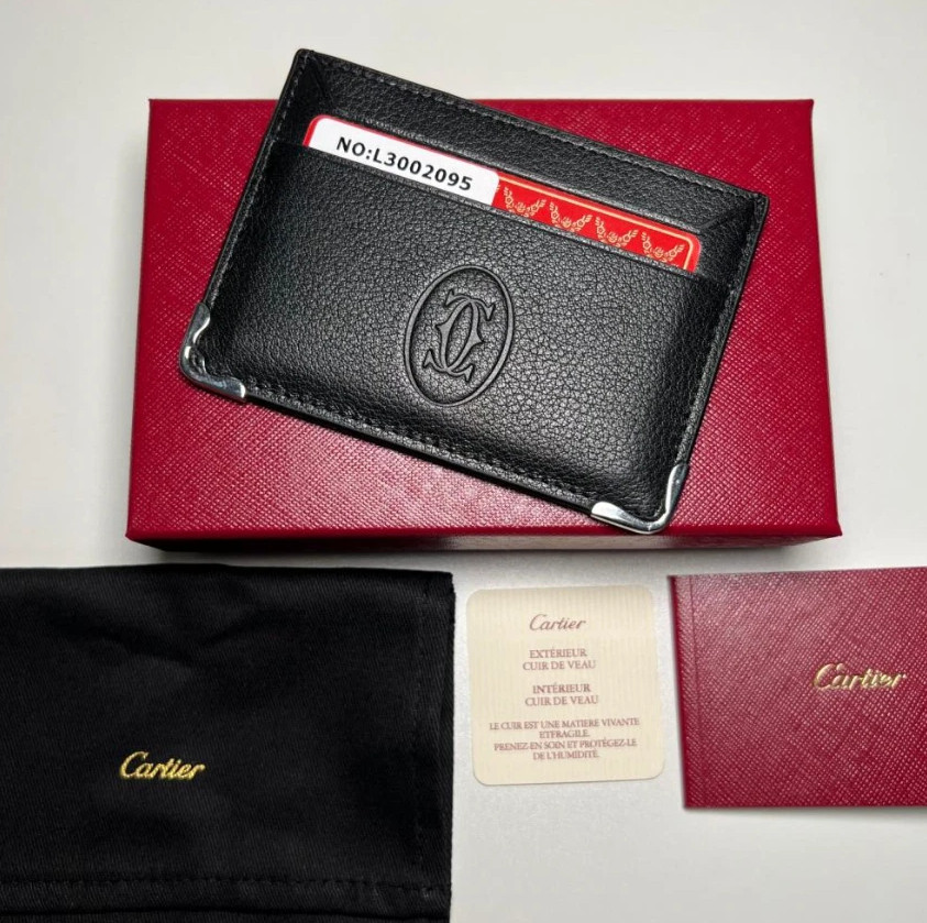 💳Cartier Must de Cartier Black Calfskin Card Holder – Luxury Leather Wallet NIB
