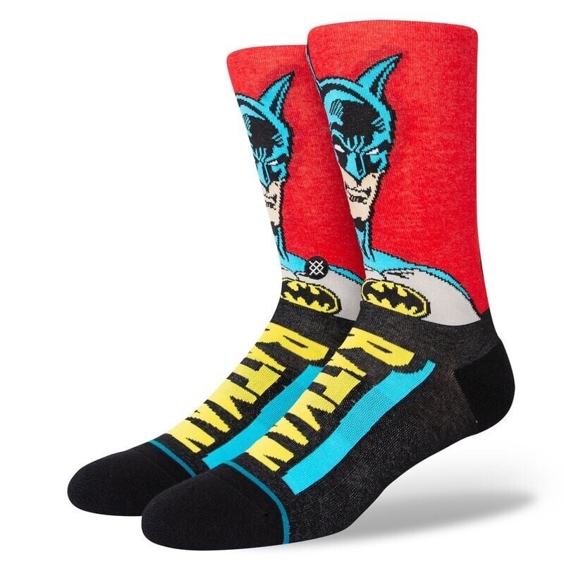 Stance Men Black Red Crew Nylon Cushion DC Batman Comics Casual Socks Sz M 6-8.5