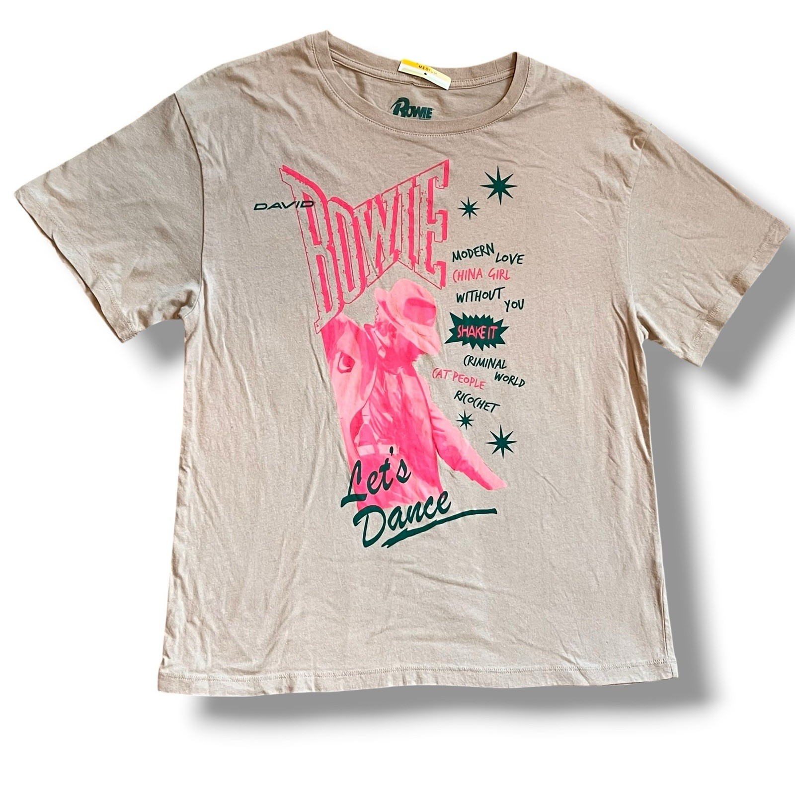 Brand New w/ Tags David Bowie Let’s Dance Retro 70s Band T-Shirt Concert Sz M