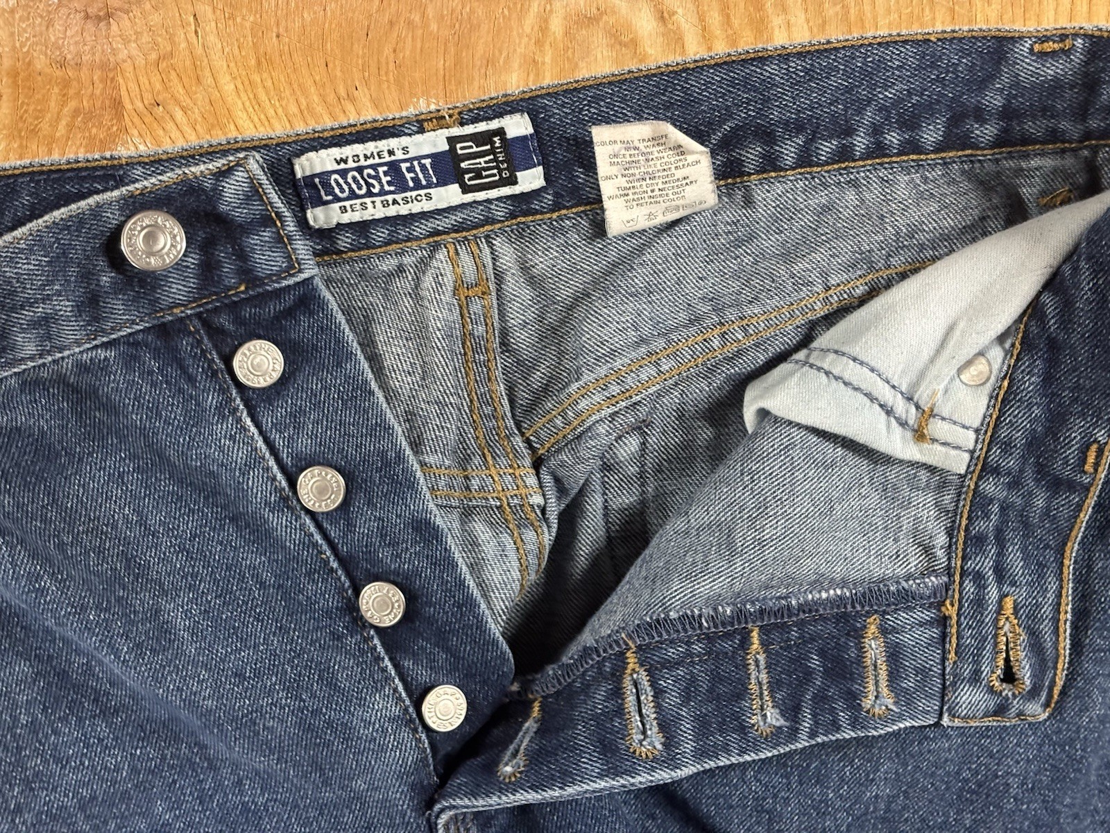 GAP Vtg 90s-Y2K Loose Fit Button-fly High-Rise Jeans Womens 14 A Mom Best Basics