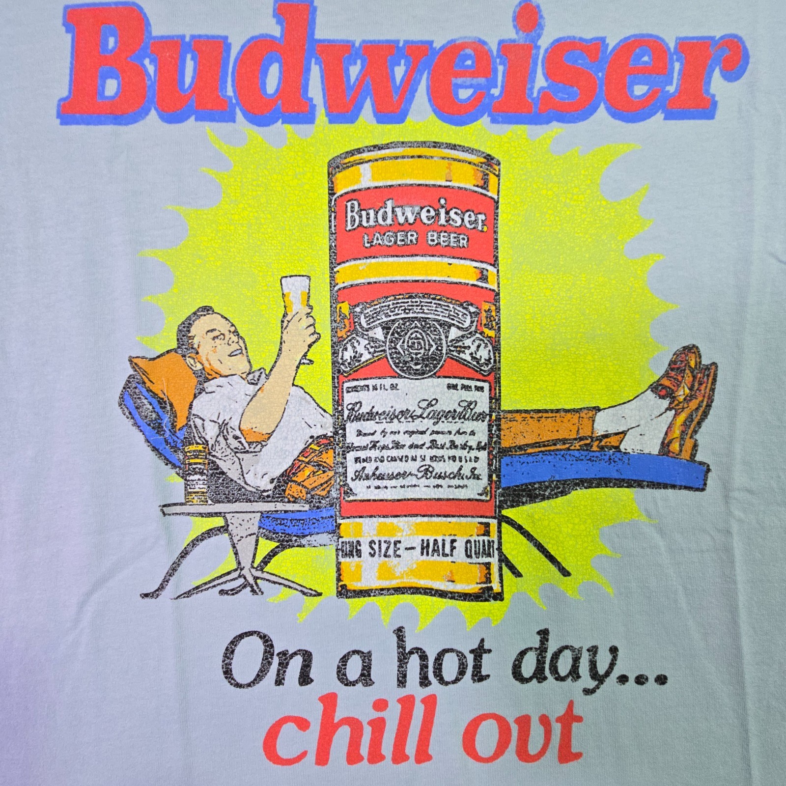 BUDWEISER BEER SHIRT MENS EXTRA LARGE XL BLUE BREW Distressed BUD CASUAL Bar NWT
