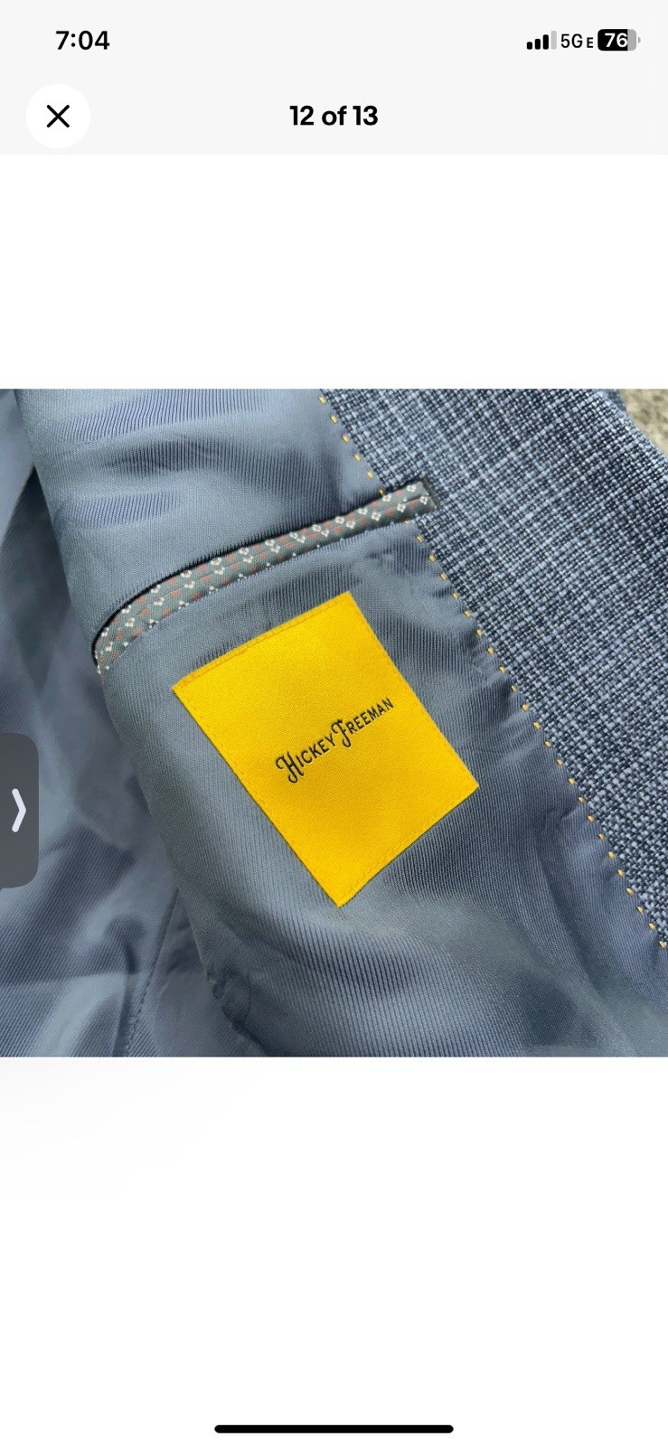 Hickey Freeman Yellow Label Blue Wool Silk Linen Blazer Sport Coat Jacket 46R
