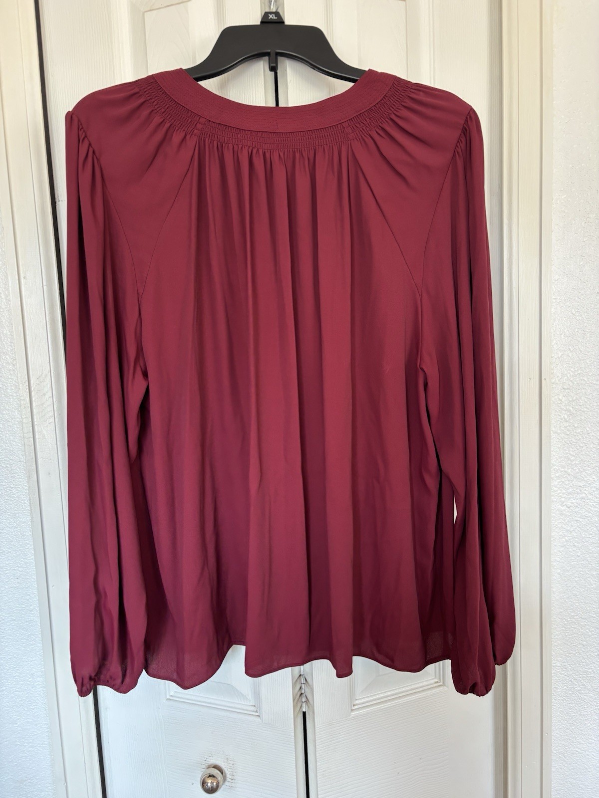 Simply Vera Wang Women’s Long Sleeve Polyester Burgundy Cherry XL Blouse