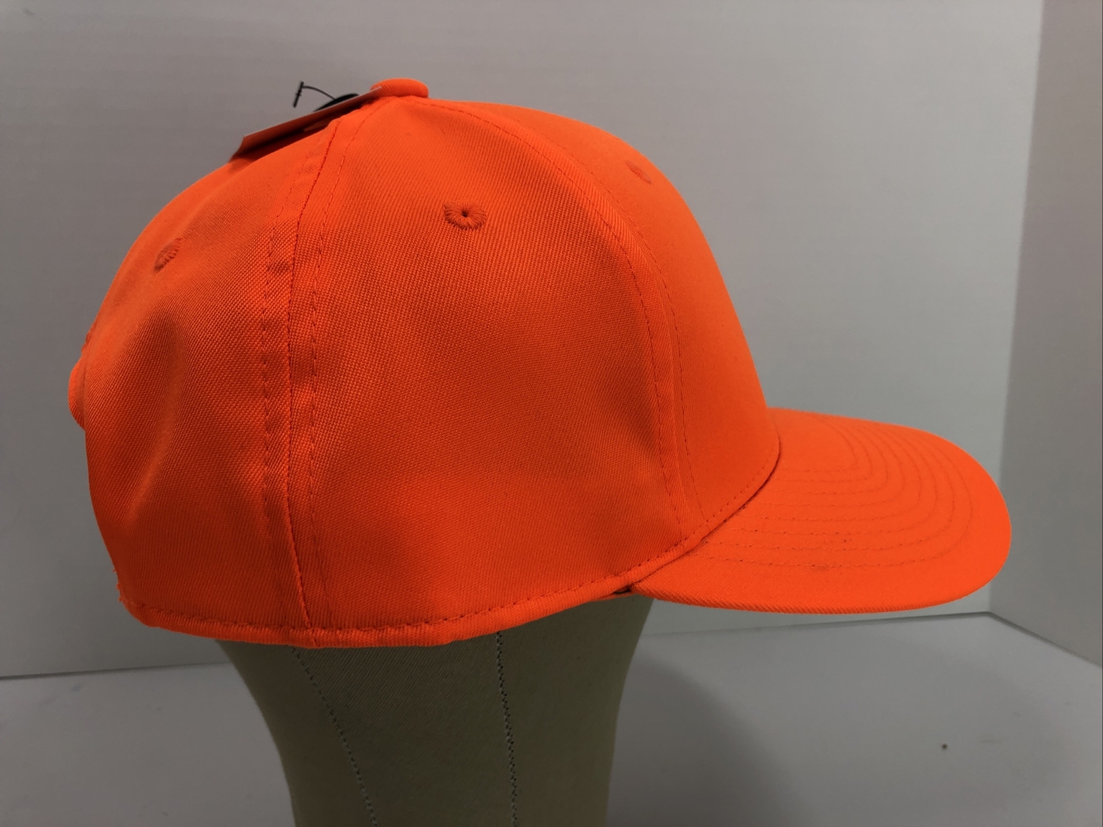 Orange Day Glow Hat 6 Panel Baseball Style Ball Cap No-Mesh Back