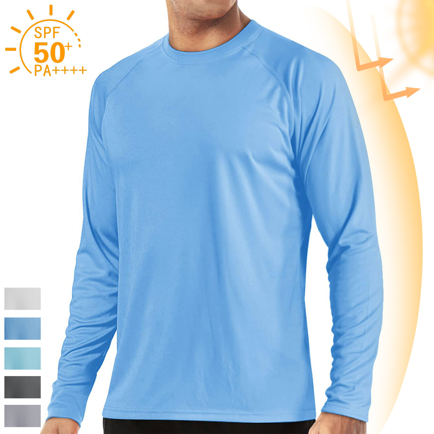Men’s UPF 50+ UV Protection Long Sleeve T-Shirt Sun Block Casual Fishing Shirts