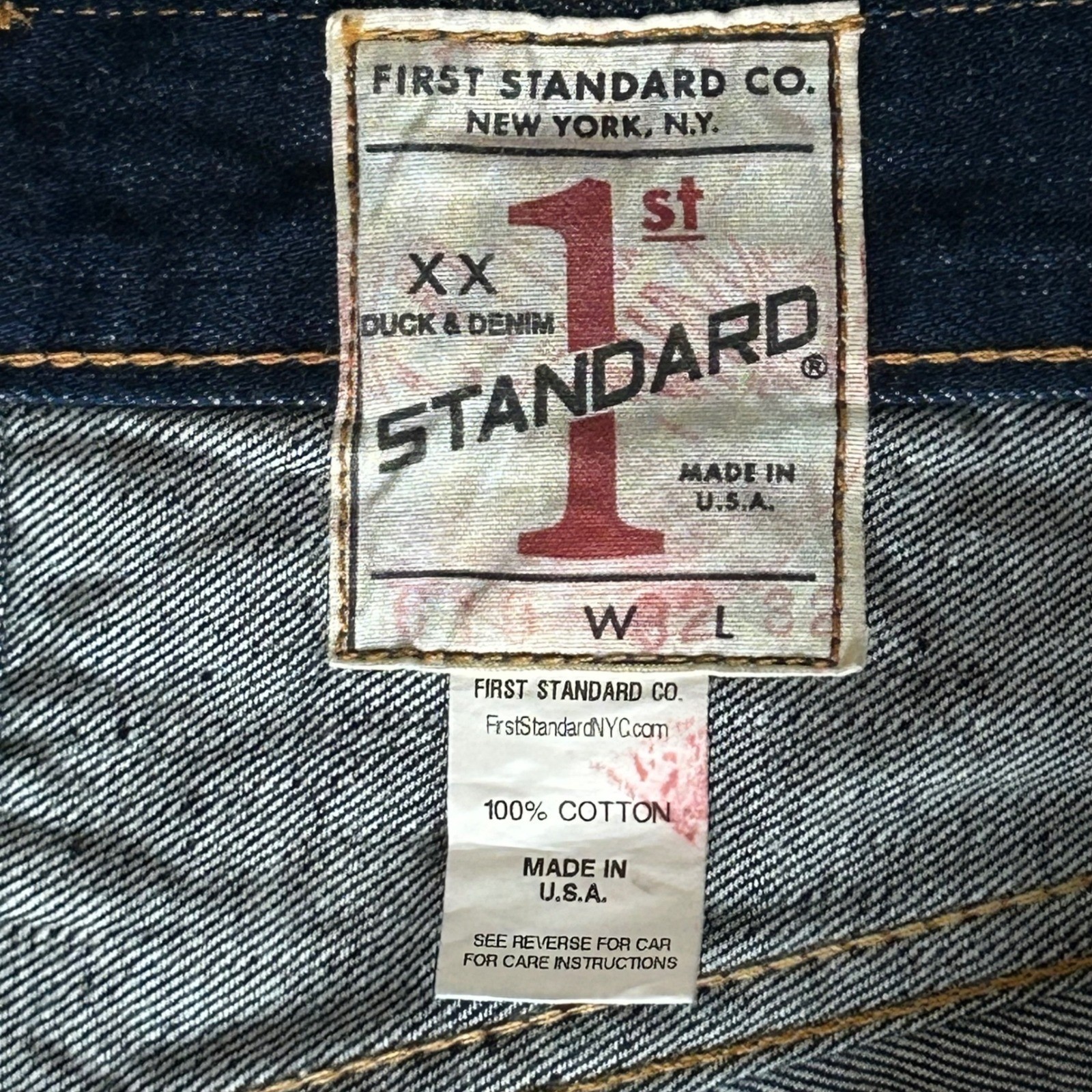 First Standard Co Duck & Denim Jeans Mens 31×30 Indigo Two Tone Straight Leg USA