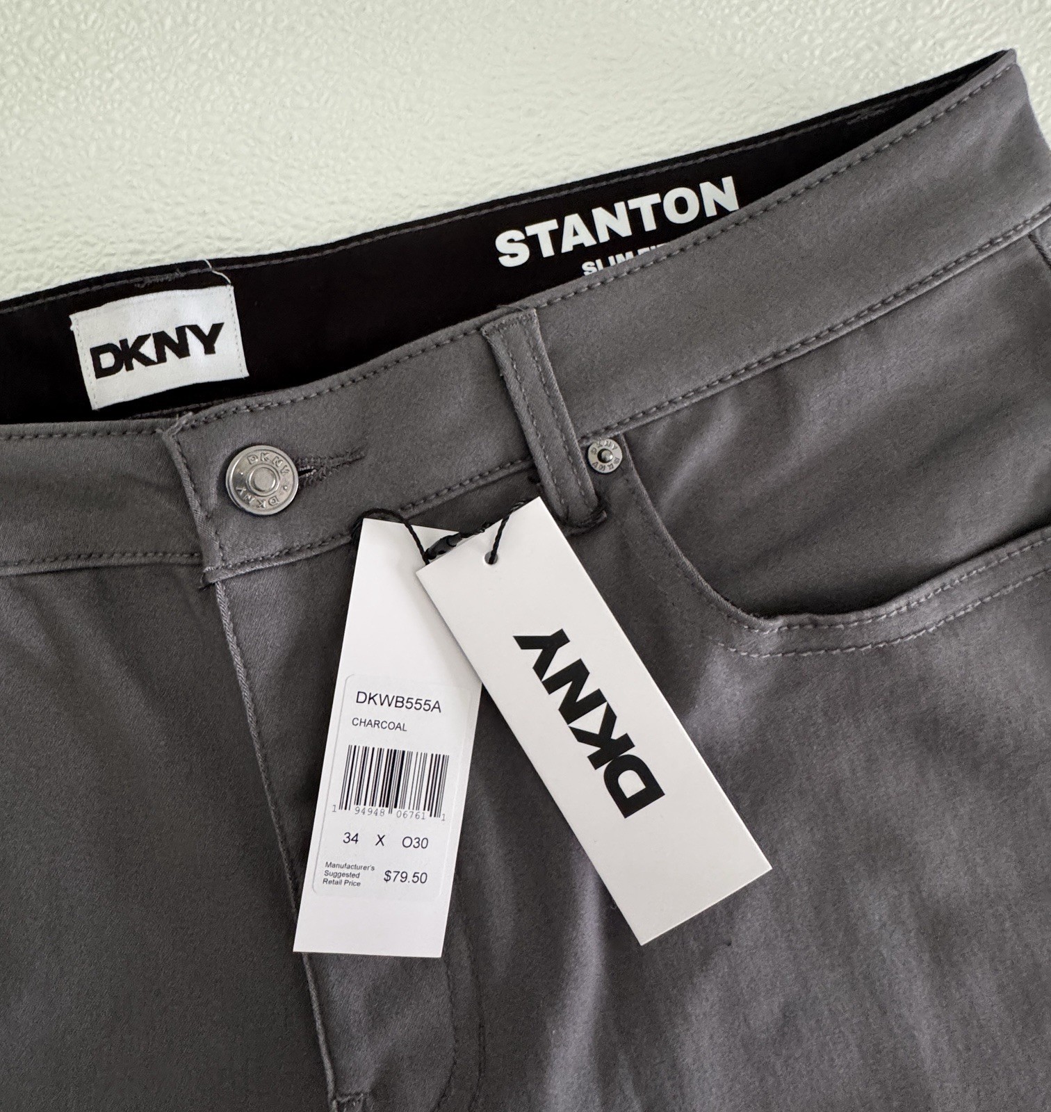 NWT DKNY Mens Ultimate Stretch Pants Stanton Slim Fit 32 33 34 36 Gray Grey R6
