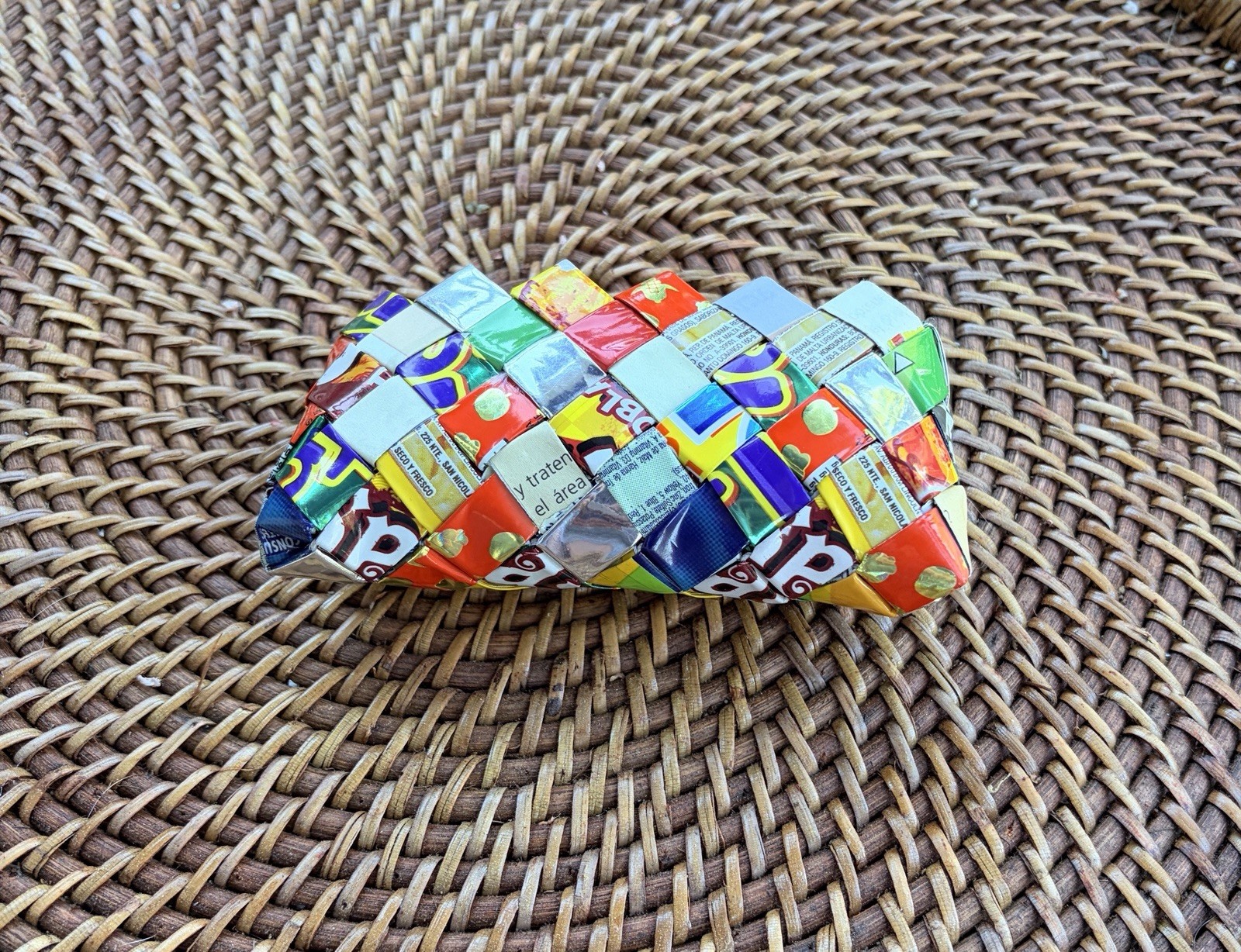 Vintage Recycled Candy Wrapper Coin Purse Nahui Ollin Style