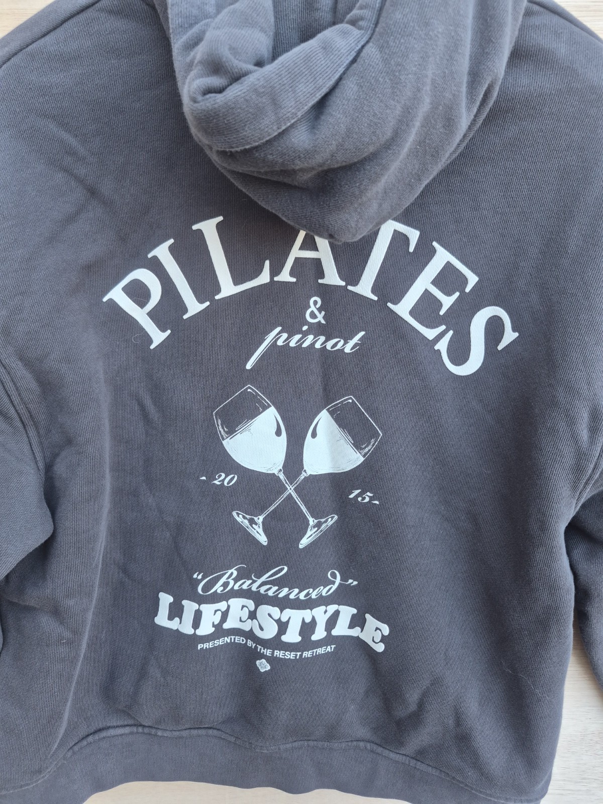The Couture Club Pilates & Prosecco Hoodie Womens UK 8 Grey Oversized Pullover