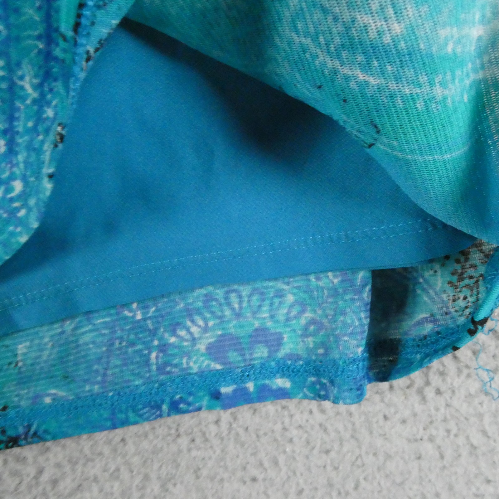 Axcess Blouse Womens Small Blue Scoop Neck Paisley Cap Sleeve Lined Tunic Top