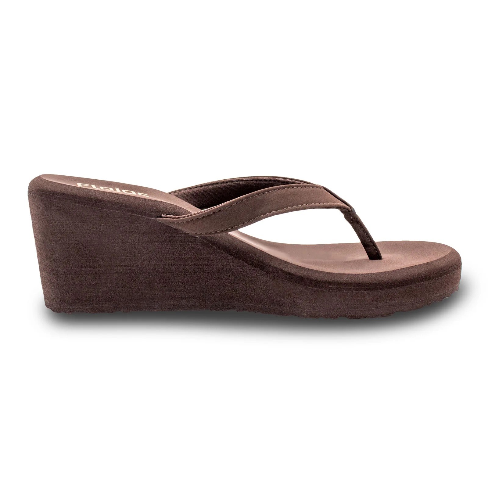 Flojos Womens Olivia Slip On Wedge Thong Sandals- Brown