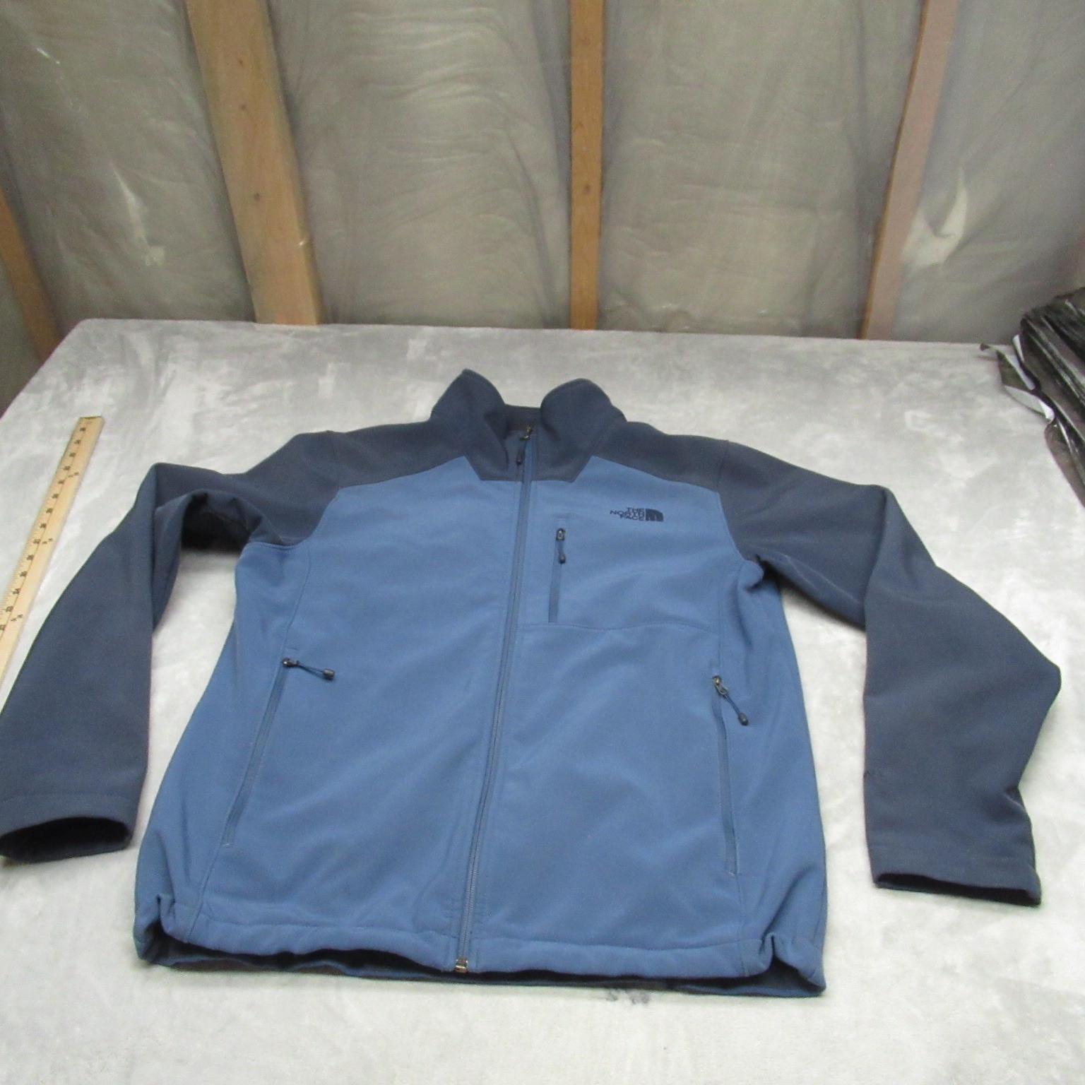 North Face Jacket Mens Medium Blue WindWall Apex Bionic Softshell Fleece Lined