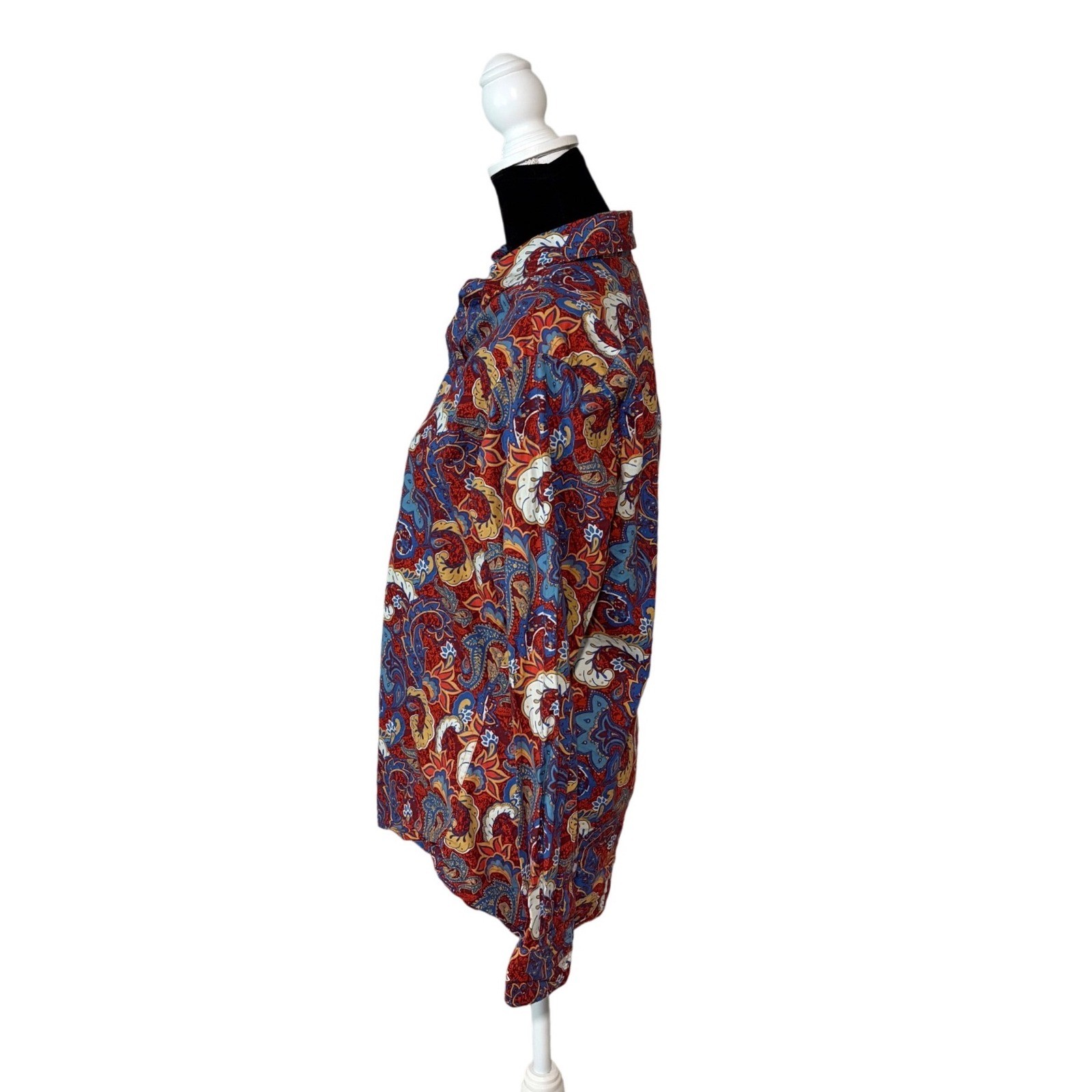 Cremieux Paisley Rodeo Button Up Shirt Womens M Blue Red Western Boho Stretch
