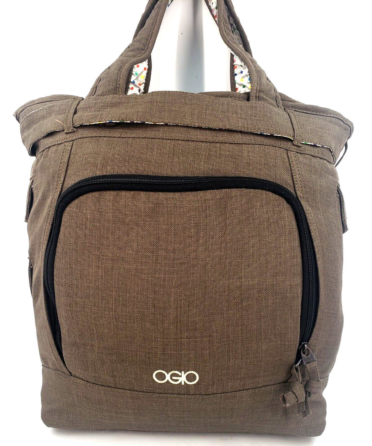 OGIO Womens Multi-Functional Laptop Bag Organizer Tote Bag Green Brown Polyester
