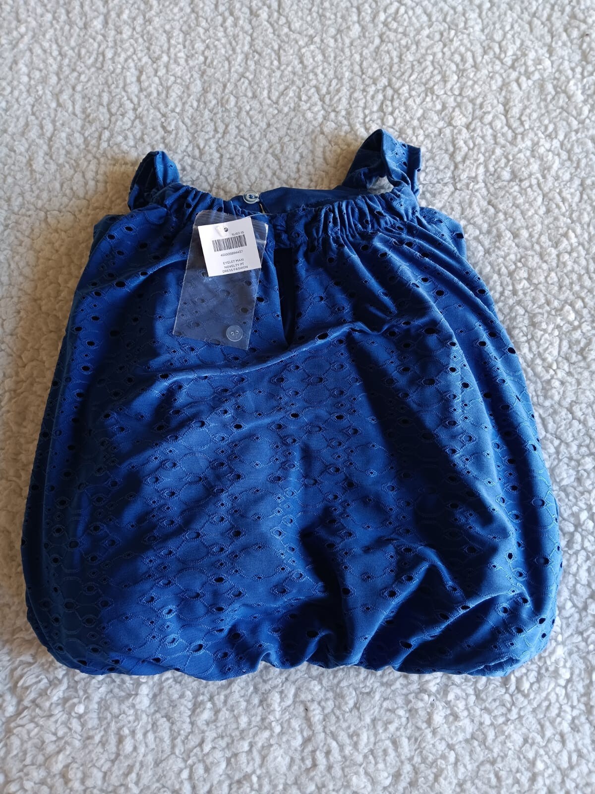 New Chico’s Maxi Blue Sleeveless Dress SIZE 3 Petite Eyelet Pattern
