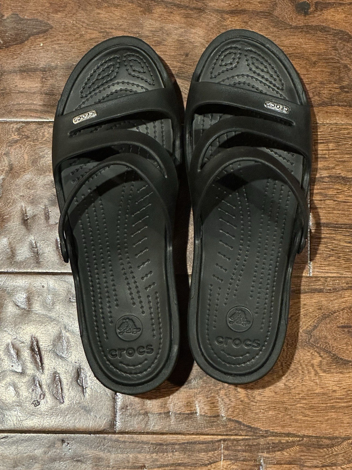 Crocs Patricia Wedge Sandals Women’s Size 11 Black Strappy Slip On