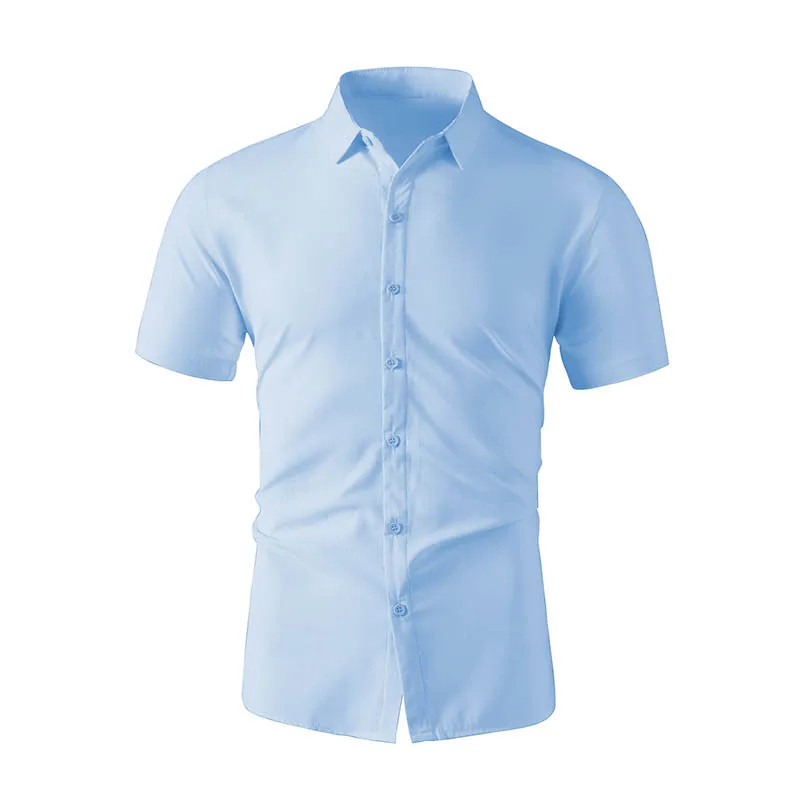 New Men’s Business Casual Solid Color Short Sleeved Shirt for Summer Fashion No