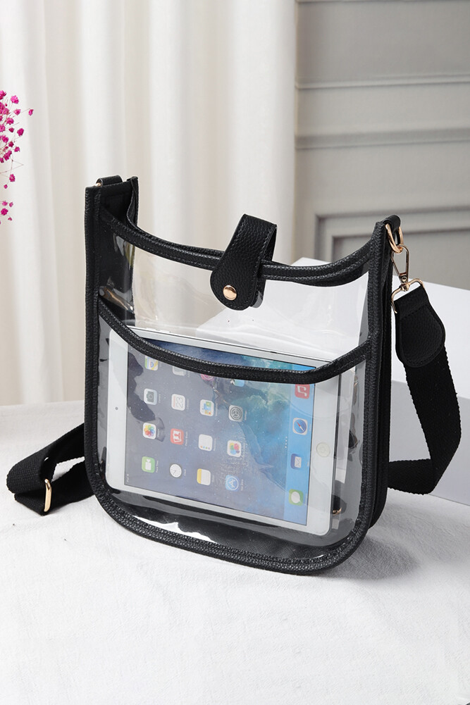 UNNI Transparent Clear Stadium Approved Solid Color Colorful Trim Crossbody Bag