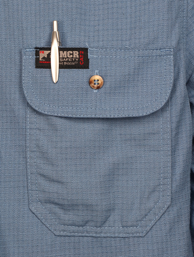 SBS1006 – MCR Safety – Summit Breeze® Flame Resistant (FR) Shirt – XL Blue
