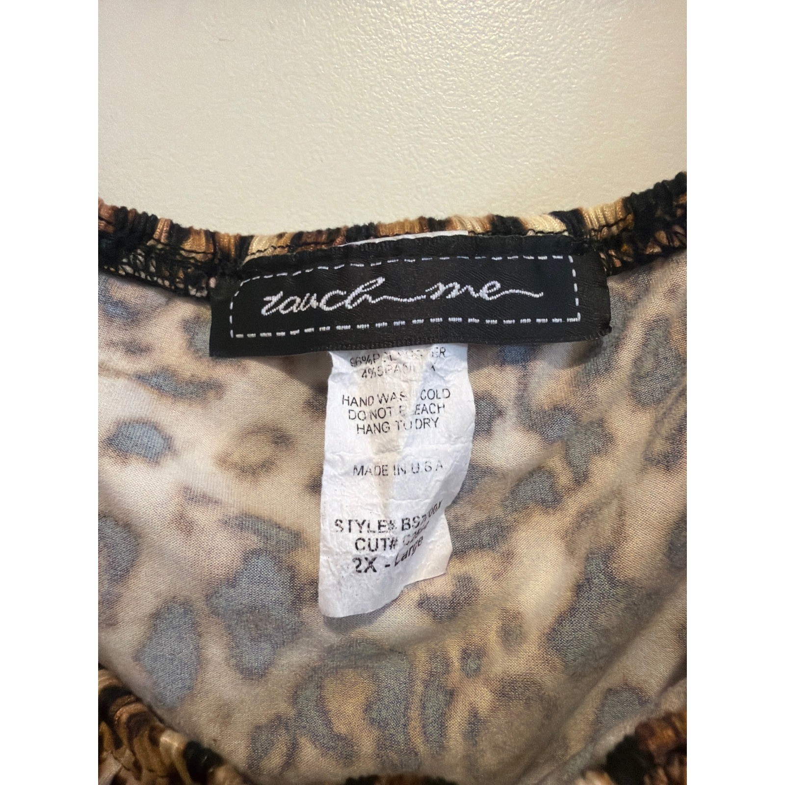 Touch Me Womens Leopard Print Ruffle Off Shoulder Bodysuit Brown Black 2X Large