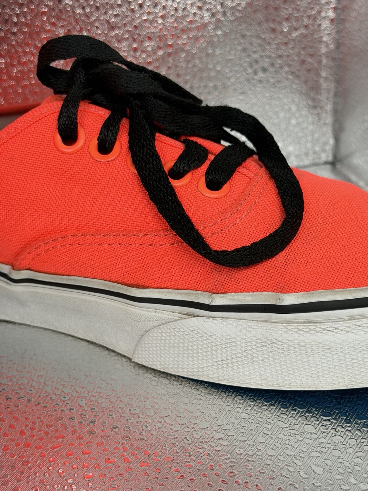 Vans Authentic Shoes Neon Red Orange Canvas Low Top Sneakers Men 6.5 Women 8