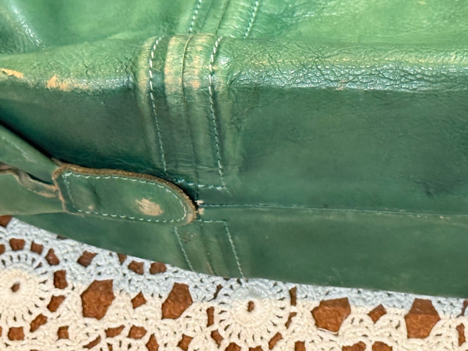 Old Trend Forest Island Green Tote Satchel Bag Purse Distressed Leather Boho
