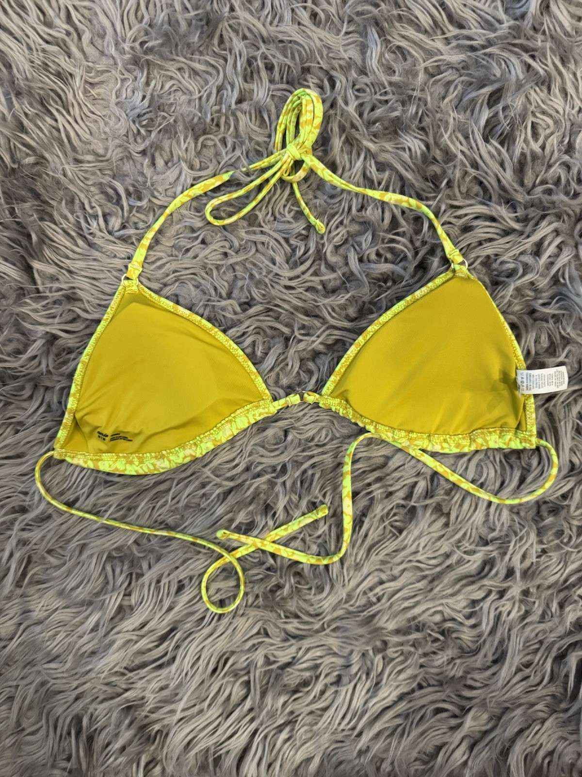 Aerie Yellow Floral Triangle Bikini Set Cheeky Adjustable Strap Lined Size M