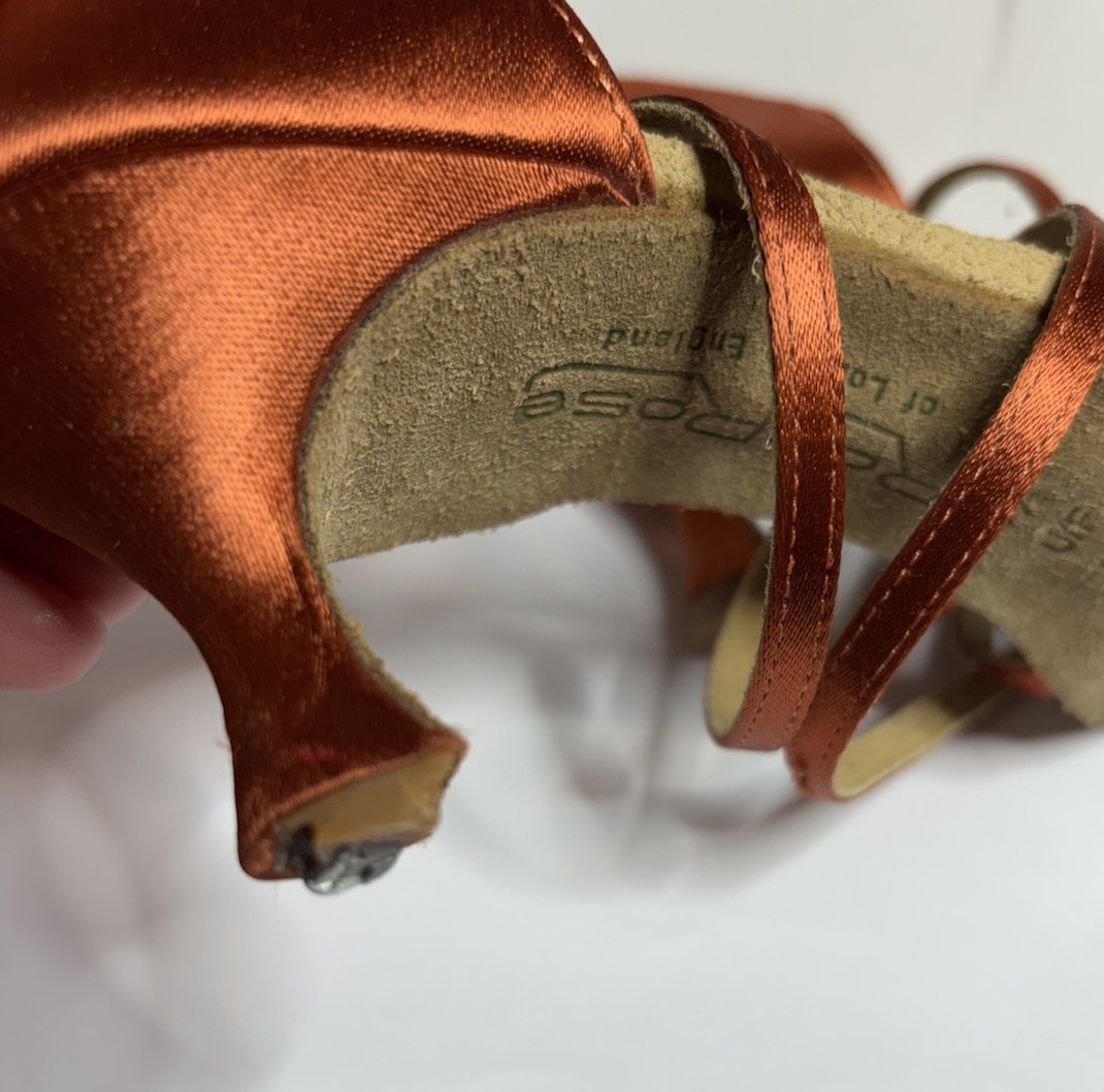 Ray Rose Kalahari Latin Dance Shoes UK 4.5 US 6.5 Dark Tan Satin 6cm Heel used