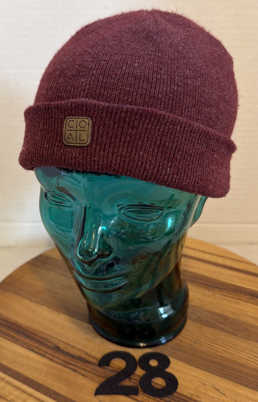 COAL Burgundy Knit Beanie, Acrylic Blend OSFM Preowned. VGC. 28