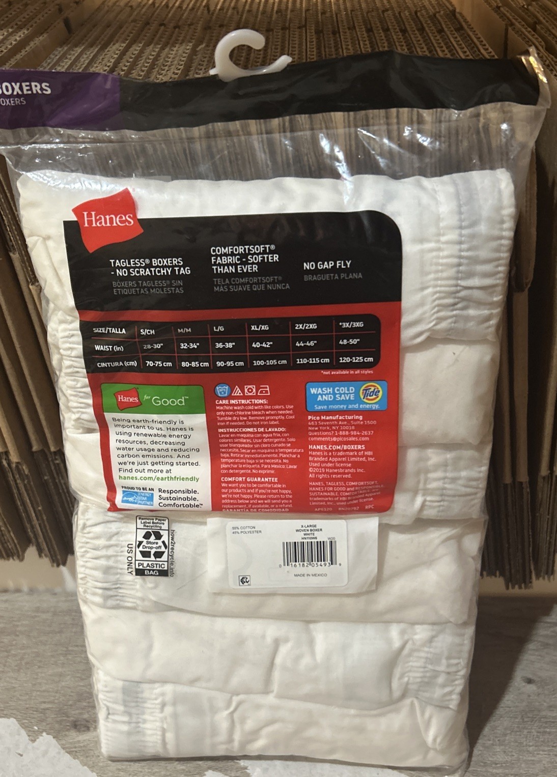 Hanes 6 Pack Men’s Tagless Soft White Boxers Size XL 40-42 Brand New