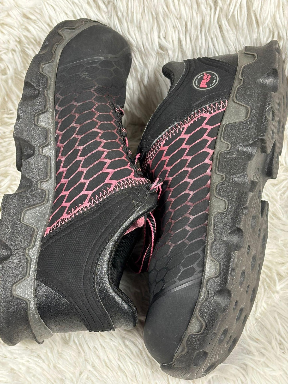 Timberland PRO Shoes Womens Size 8 Black Pink Lace Up Work Comfort Sneakers