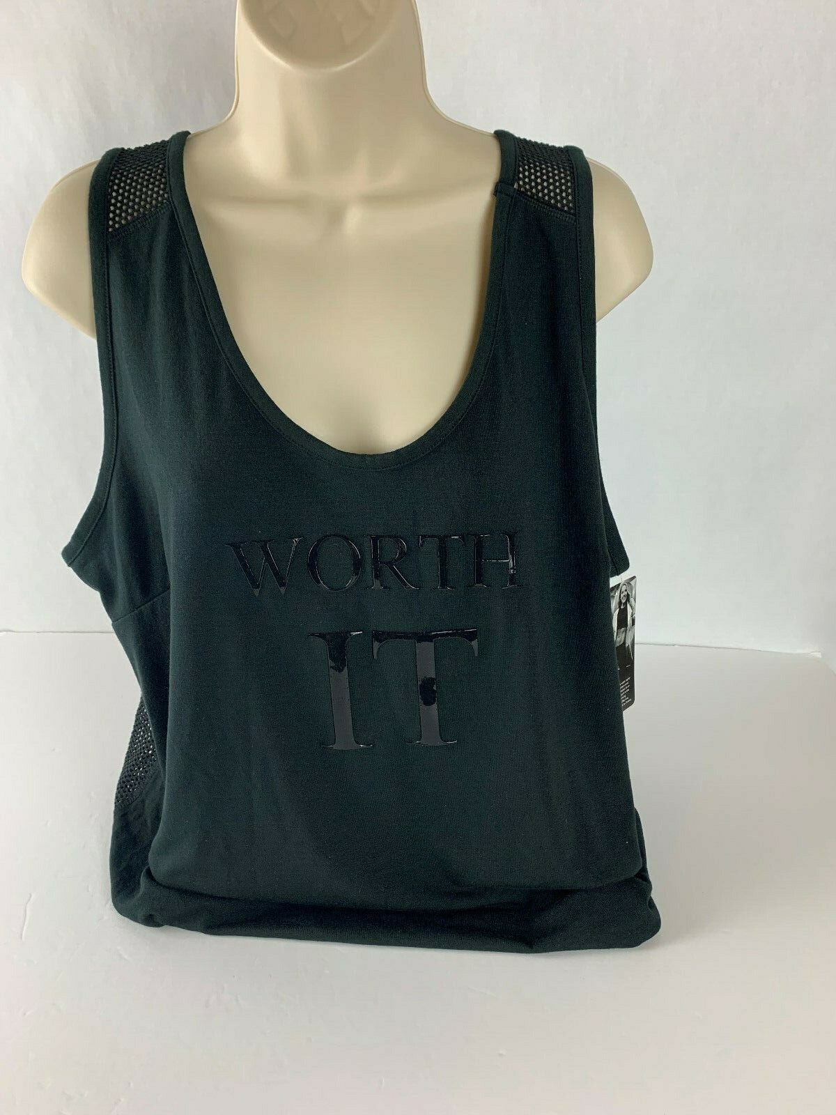NWT Woman’s Champion Anna Kaiser Worth It Black Net Back Large Tank Top
