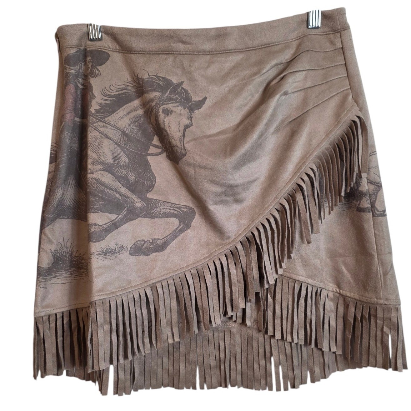 Lucky & Blessed Large Faux Suede Fringe Tassel Cowgirl Short Skirt Western New