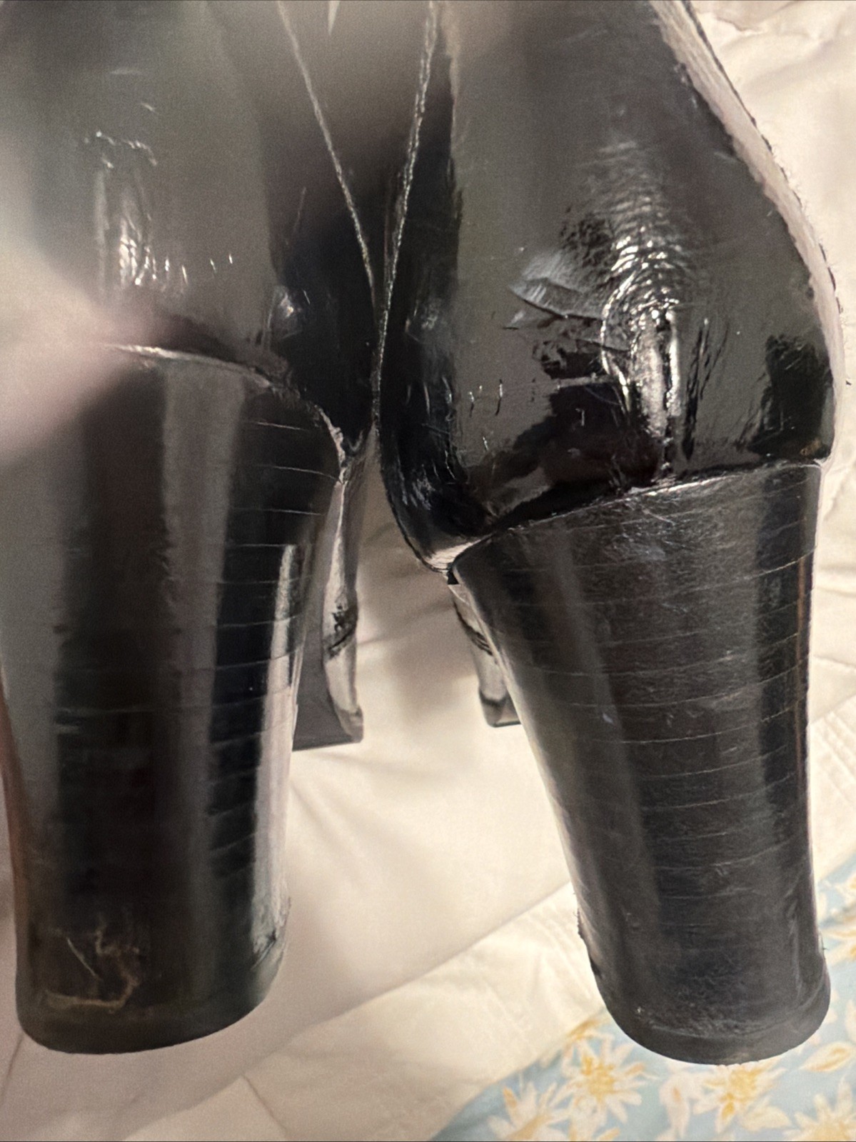 STUART WEITZMAN $695 FAB BLACK PATENT LEATHER TALL SEXY LACE UP BOOTS SZ 7