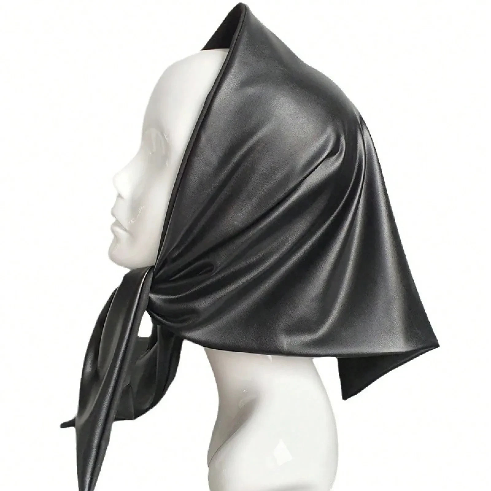 Artificial PU Leather Triangle Scarf Unisex Two-In-One Head Wrap And Neck Scarf