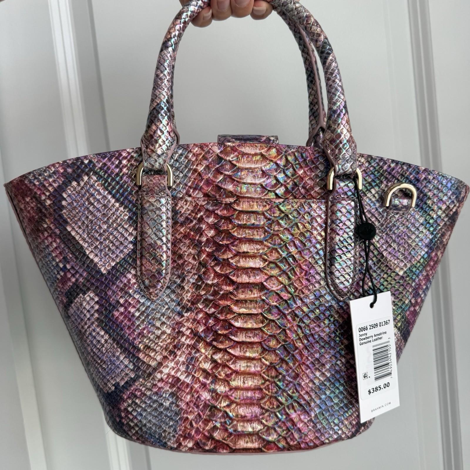 Brahmin Jenny Dewberry Ametrine Leather Satchel Handbag