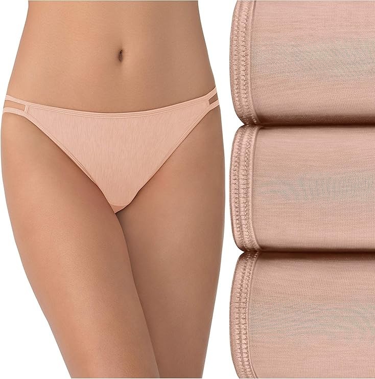 4 prs VANITY FAIR String Bikini ILLUMINATION 18108 Panty ROSE BEIGE Sz – 5~6~7~8