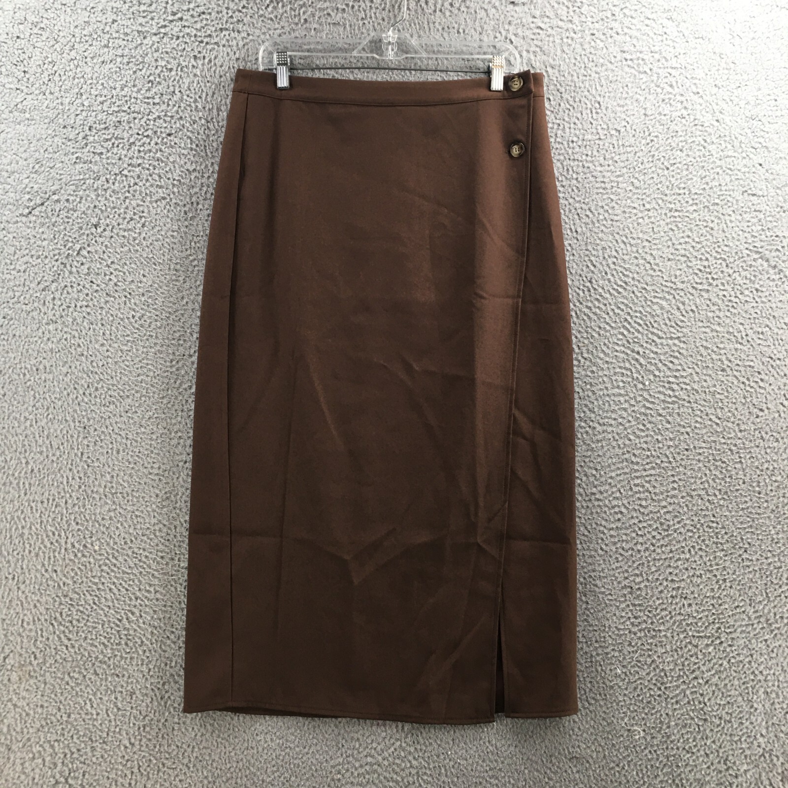 Lulus Straight & Pencil Midi Skirt Womens XL Brown Flat Front Casual Slit NEW