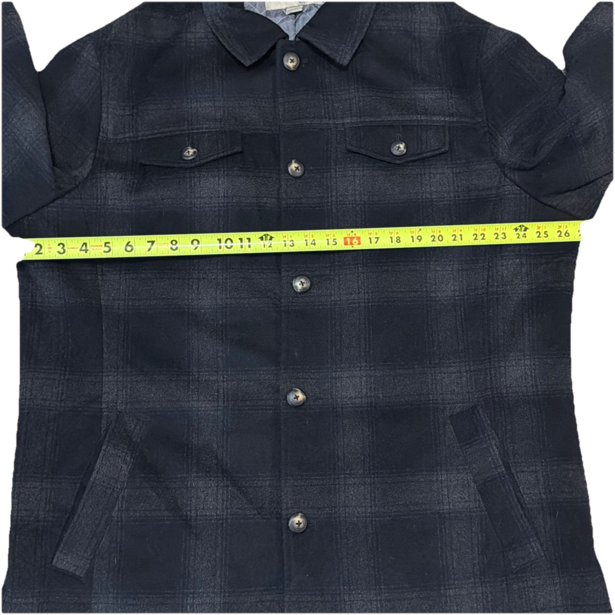 Vintage UTEX Wool Blend Shadow Plaid Jacket Shacket Quilted Black Gray 2XL