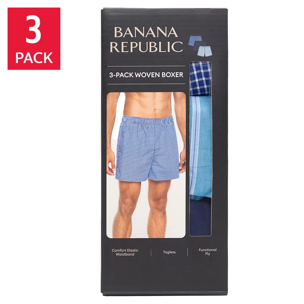 Banana Republic Men’s Boxers 3 Pack 100% Cotton Woven Underwear New S M L XL