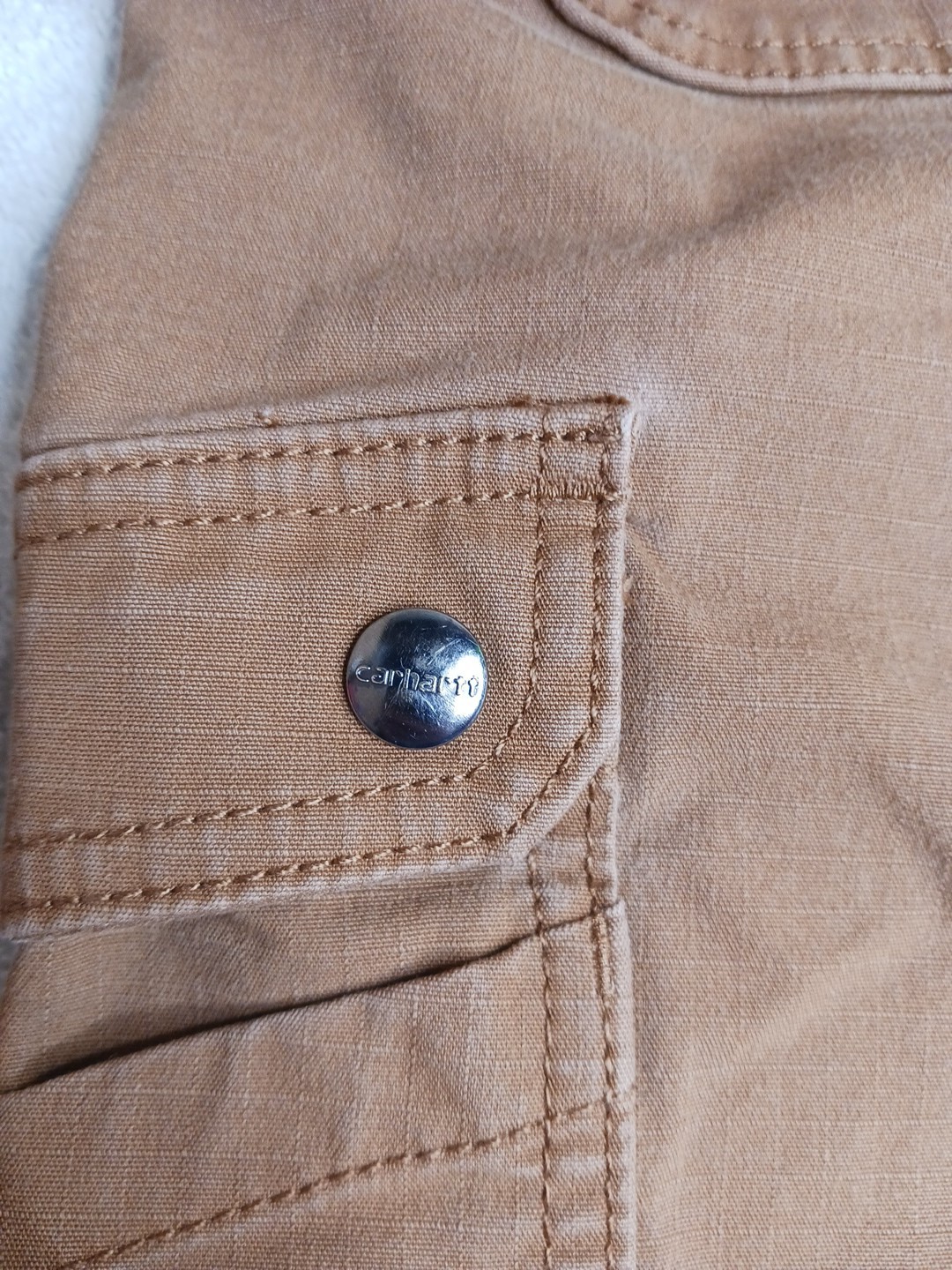 Carhartt Utility Carpenter Shorts Side Button Pocket Loop Men US 42 Orange-Brown