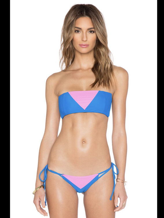 CAMI AND JAX Elizabeth Bikini Bottom in Blue Cina & Fuschia Side Tie size Large